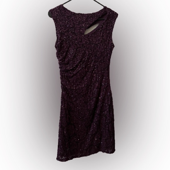 Eggplant Cutout Dress with Sequins - Picture 2 of 5